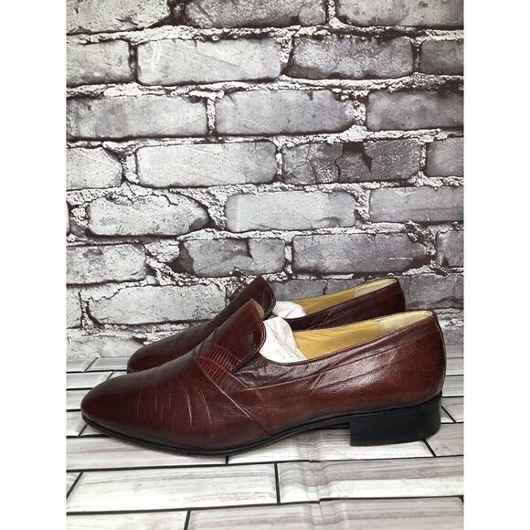 Dino Bigioni Burgundy Leather Slip On Dress Loafers Shoes Men Sz 43.5EU/10.5M US main image 4
